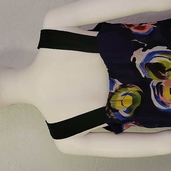 Simply VERA Retro 1960s Mod Floral Chiffon Sleeveless Babydoll Jumper Mini Dress - Picture 7 of 10